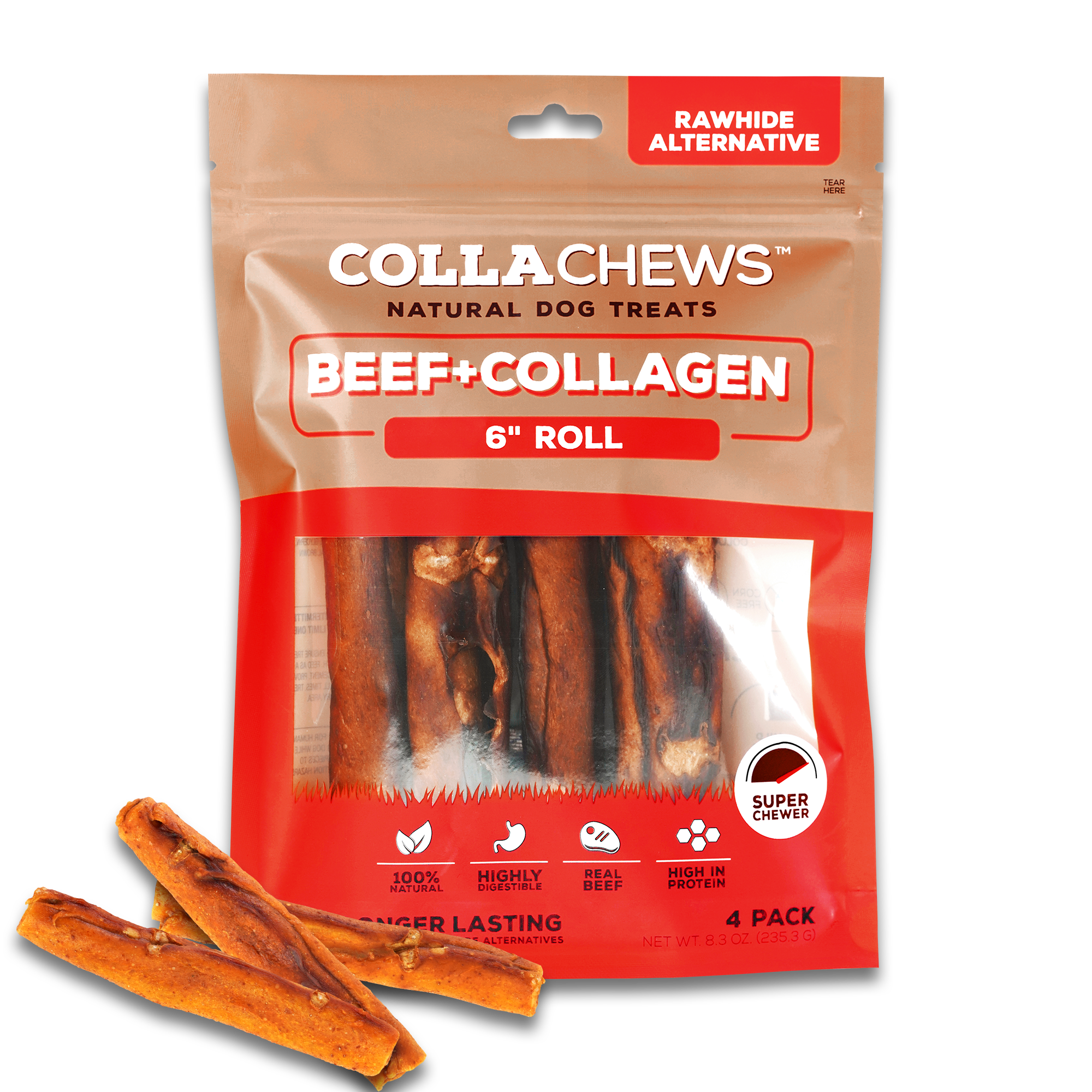 CollaChews Beef + Collagen 6" Rolls
