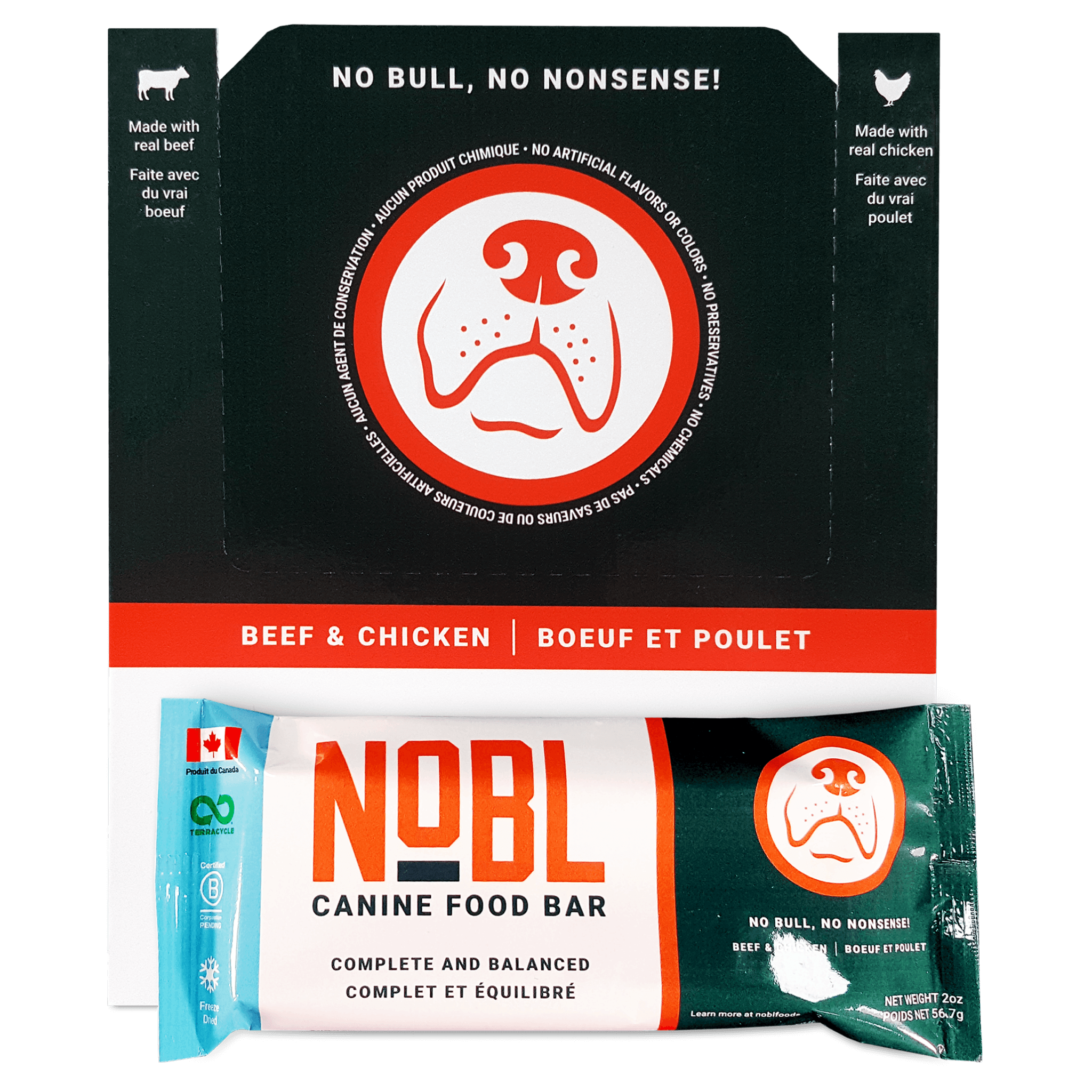 NOBL Adult Canine Food Bars - Beef and Chicken