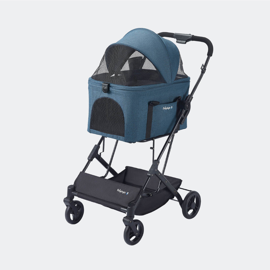 ibiyaya® Essential – Travois Tri-fold Pet Travel System XL, Pet Stroller with Detachable Carrier