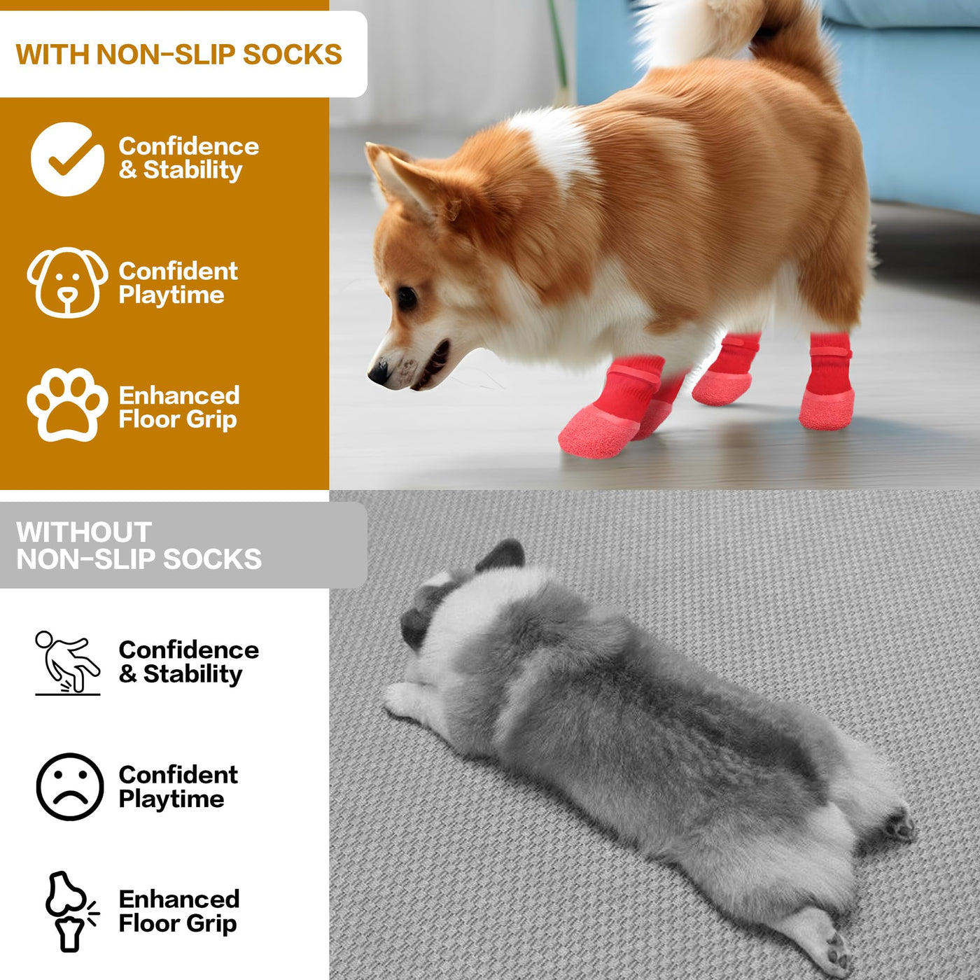 Pet Zen Anti-Slip Dog Socks -4Pcs