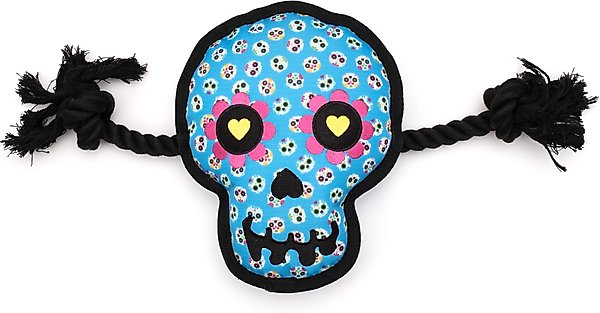 The Worthy Dog Sugar Skull Squeaky Plush Dog Toy, Small