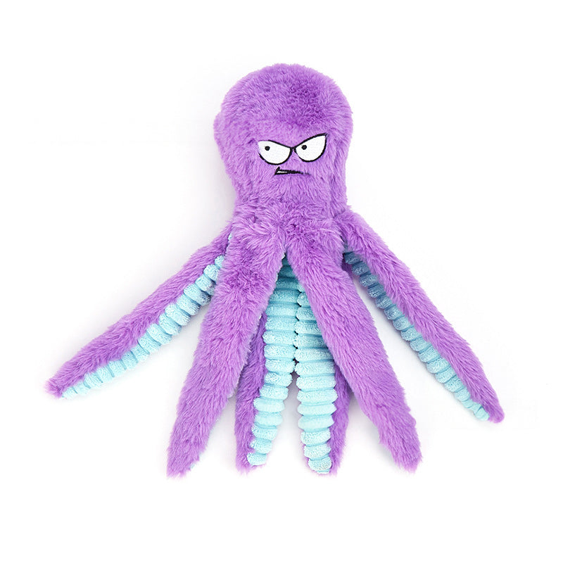 Interactive Plush Squeaky Toy for Dogs with Crinkle Tentacles