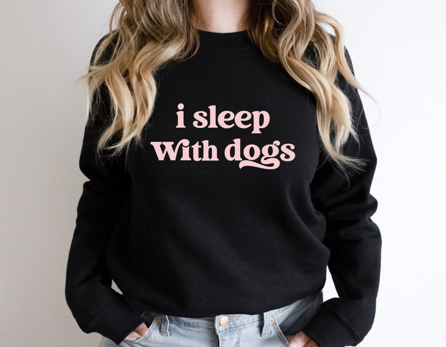 I SLEEP WITH DOGS Crewneck Sweatshirt, Unisex