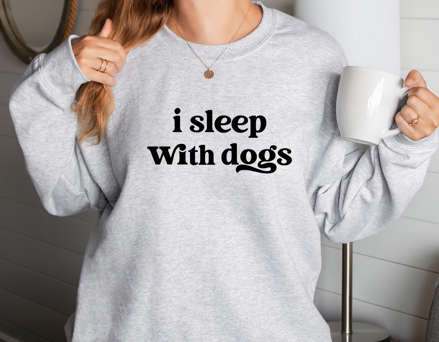 I SLEEP WITH DOGS Crewneck Sweatshirt, Unisex