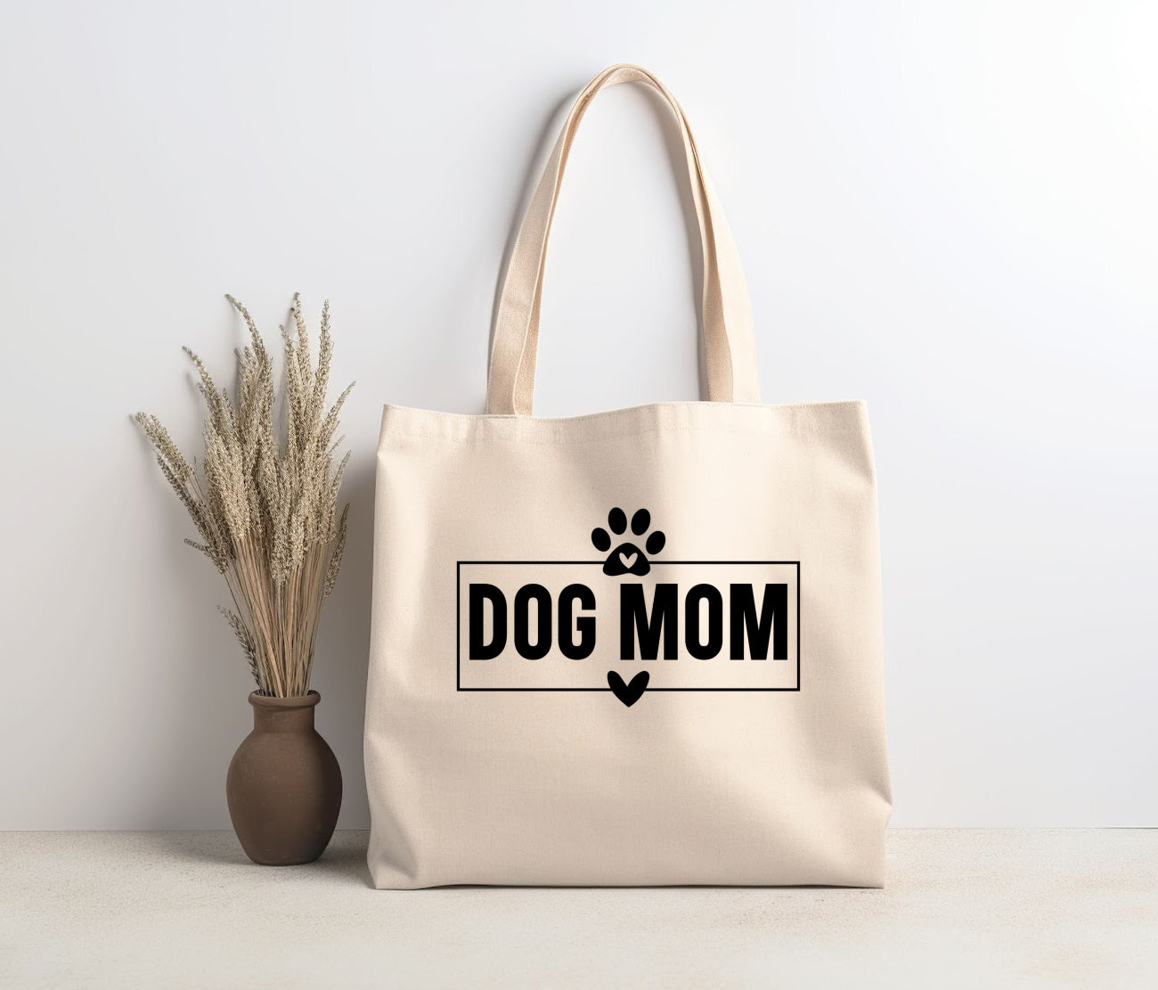 DOG MOM Canvas Tote Bag
