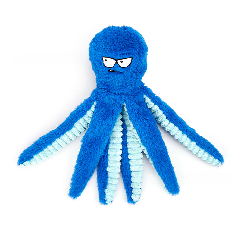 Interactive Plush Squeaky Toy for Dogs with Crinkle Tentacles