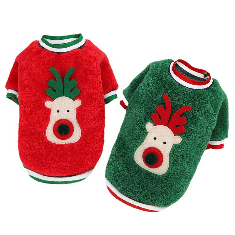 Christmas Fleece Dog Sweater with Reindeer