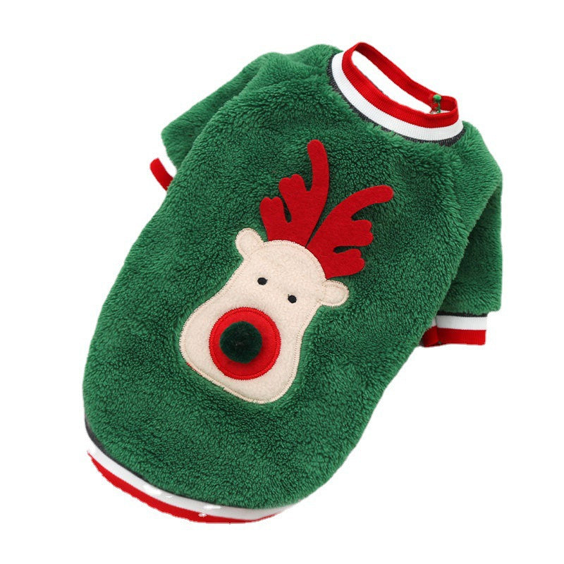 Christmas Fleece Dog Sweater with Reindeer