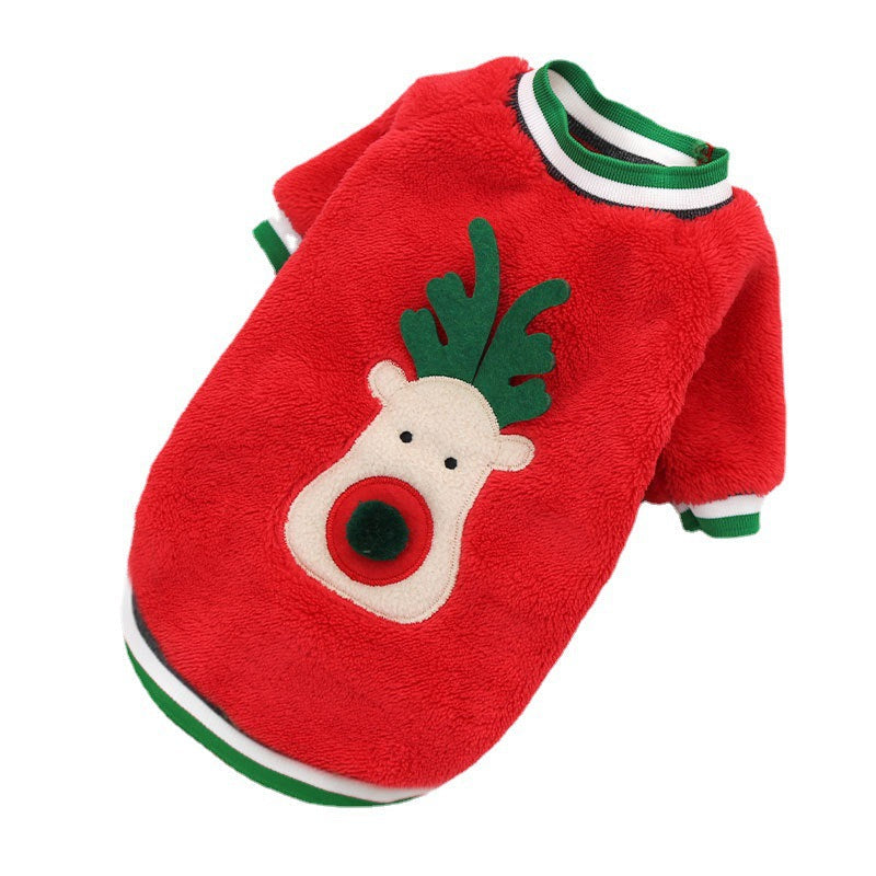 Christmas Fleece Dog Sweater with Reindeer