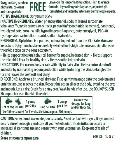 Douxo S3 SEB Mousse - Relief for Seborrhea (Oily to Flaky Skin)