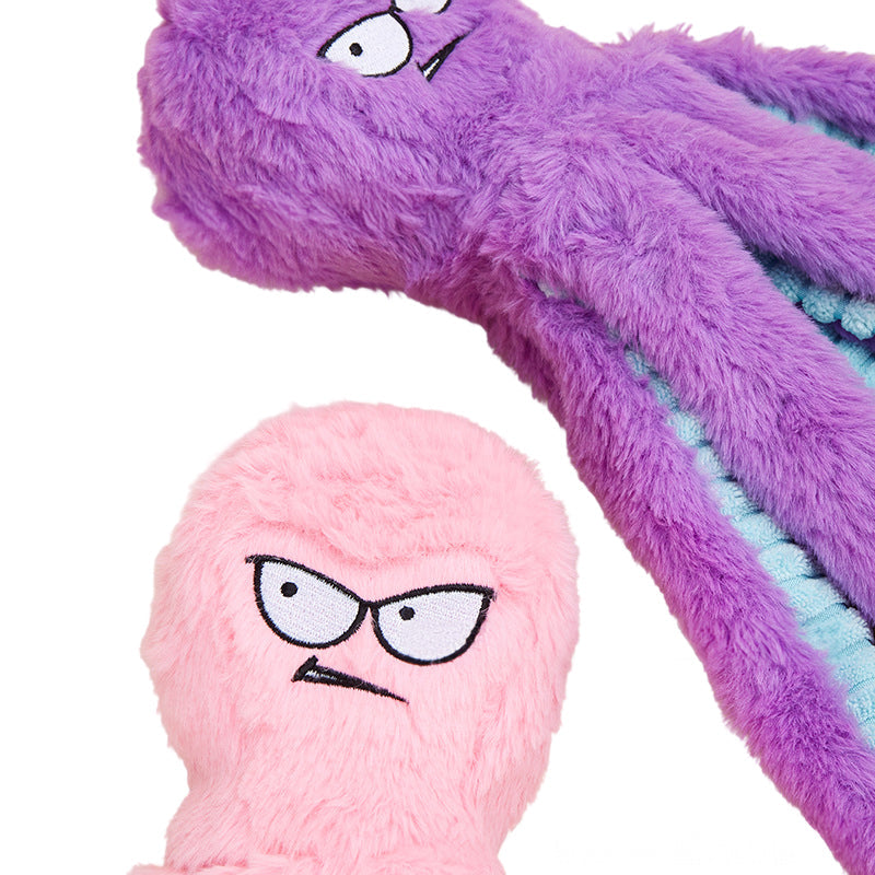 Interactive Plush Squeaky Toy for Dogs with Crinkle Tentacles