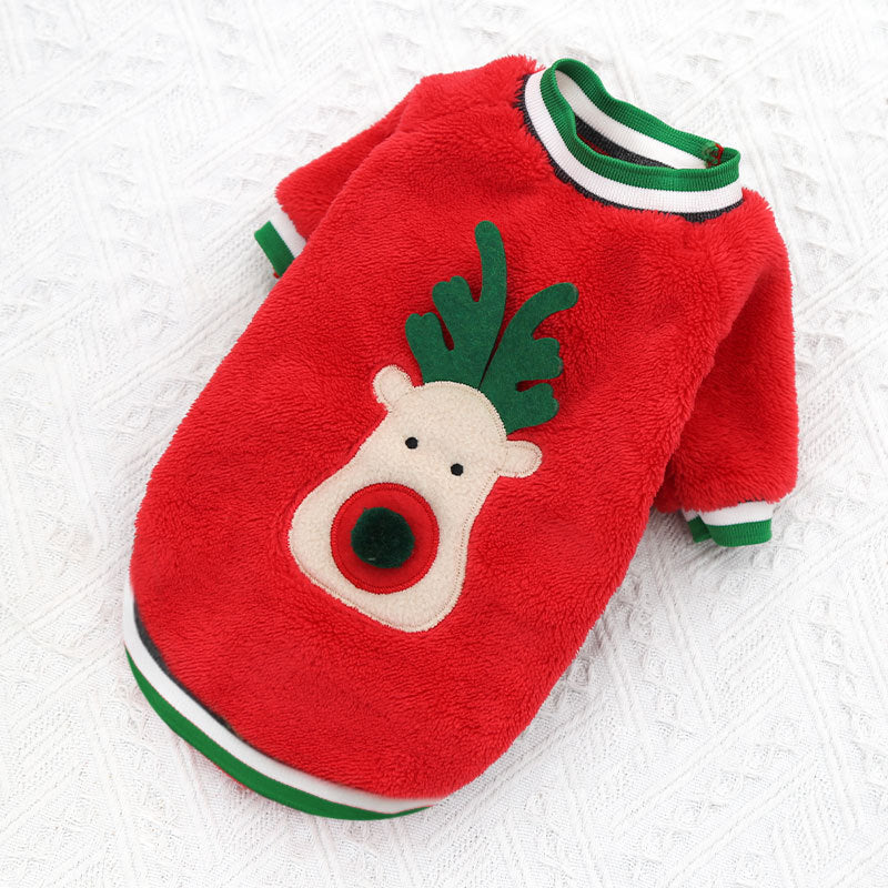 Christmas Fleece Dog Sweater with Reindeer