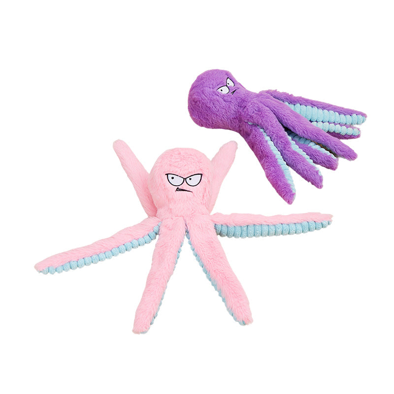 Interactive Plush Squeaky Toy for Dogs with Crinkle Tentacles