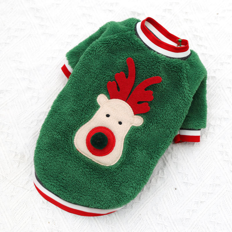 Christmas Fleece Dog Sweater with Reindeer