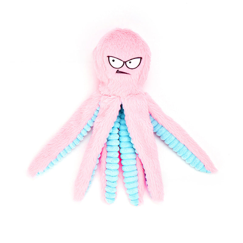 Interactive Plush Squeaky Toy for Dogs with Crinkle Tentacles