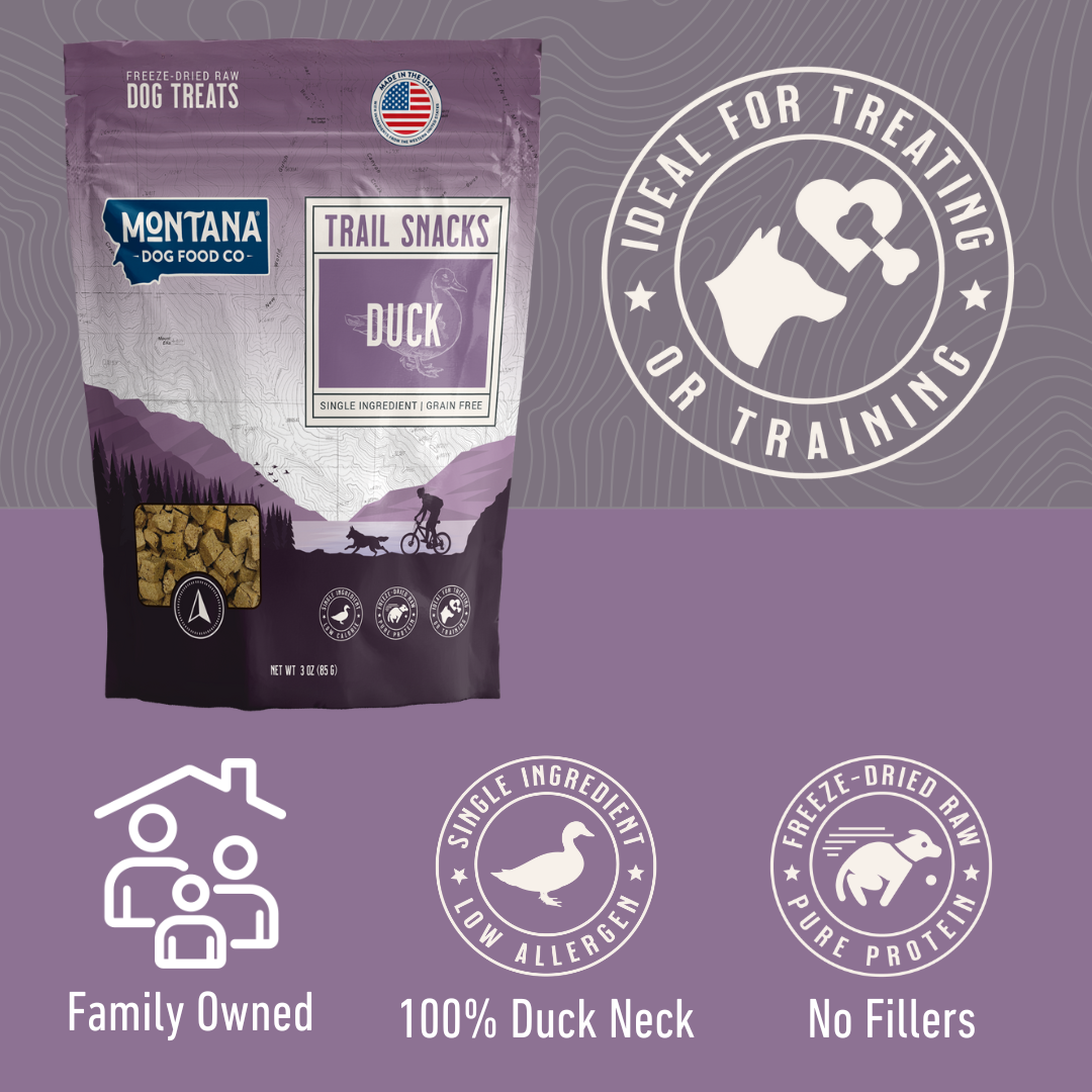 Montana Dog Food Co Duck Freeze-dried Raw Trail Snacks (Treats) for Dogs 3oz