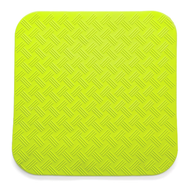 Green textured square mat on a white background