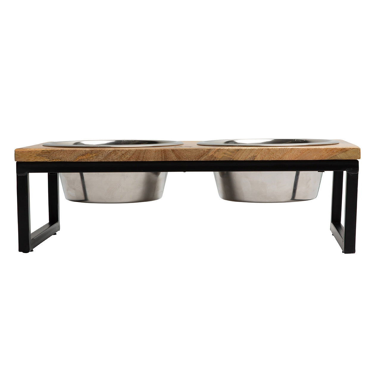 Wood & Metal Elevated Food Bowl