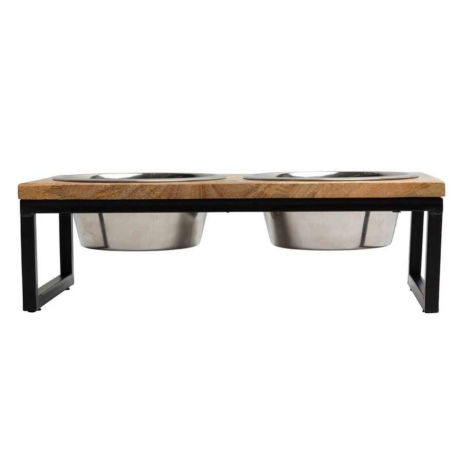 Wood & Metal Elevated Food Bowl