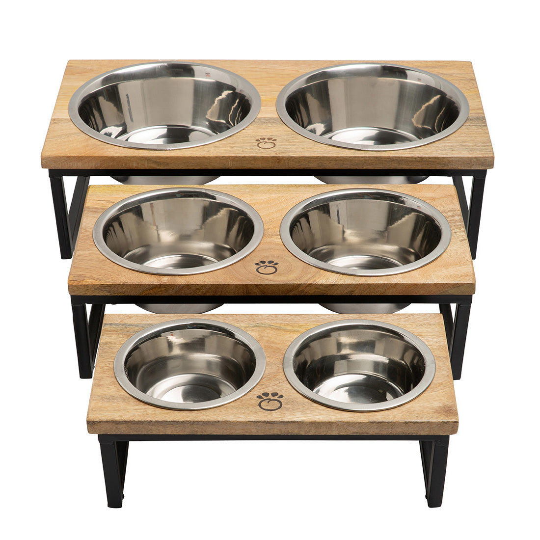 Wood & Metal Elevated Food Bowl