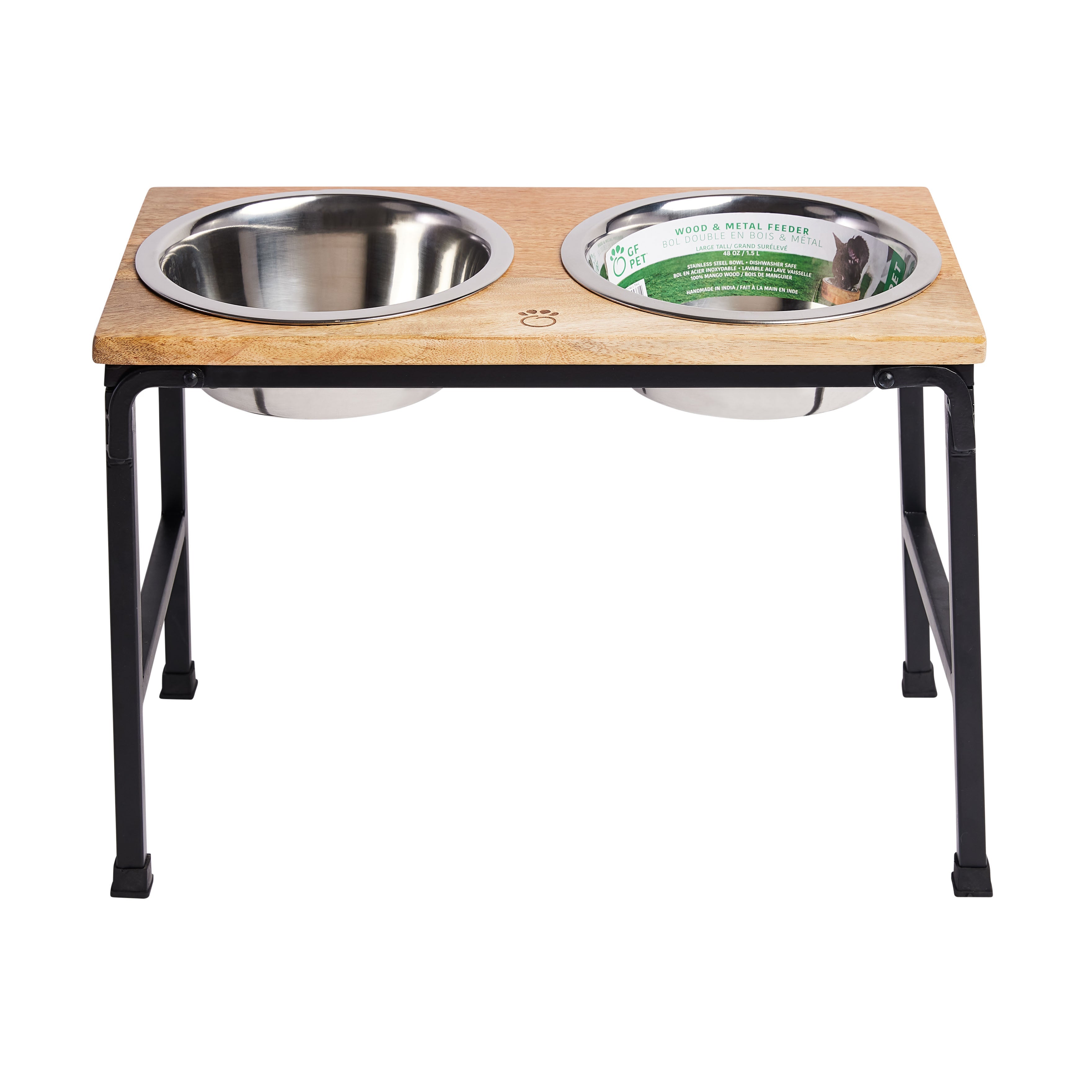 Wood & Metal Elevated Food Bowl