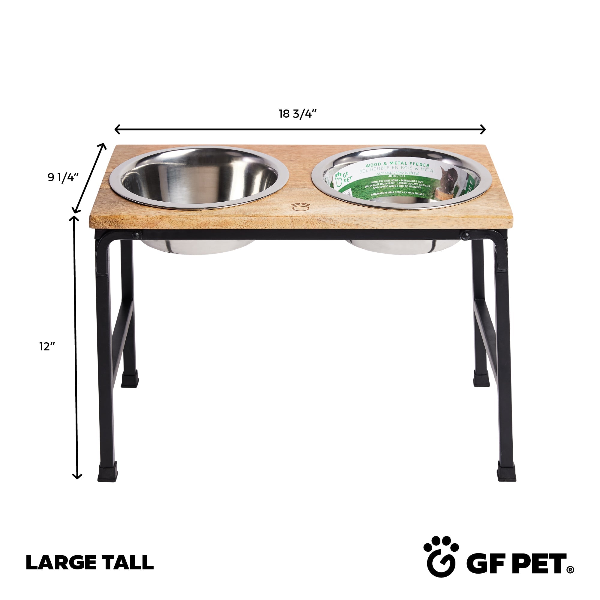 Wood & Metal Elevated Food Bowl