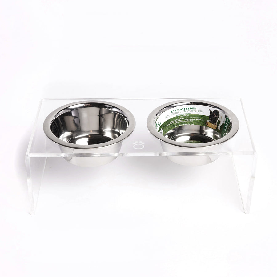 Raised Acrylic Double Bowl Feeder