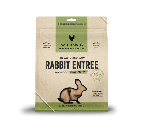 Vital Essentials Dog Freeze Dried Mini Patty - Rabbit