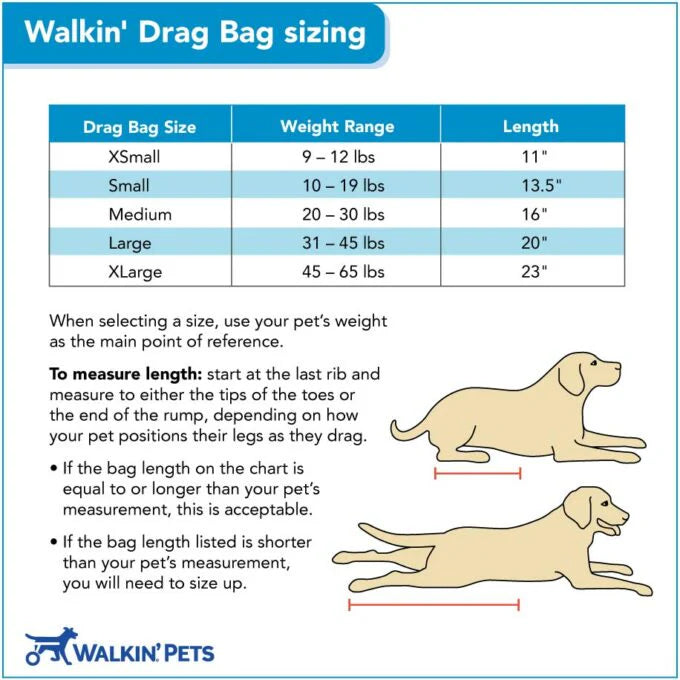 Bolsa Walkin' Drag para mascotas paralizadas