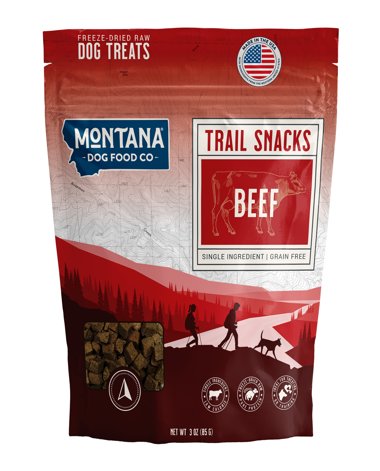 Montana Dog Food Co. Beef Heart Freeze-dried Raw Trail Snacks (Treats) for Dogs 3oz