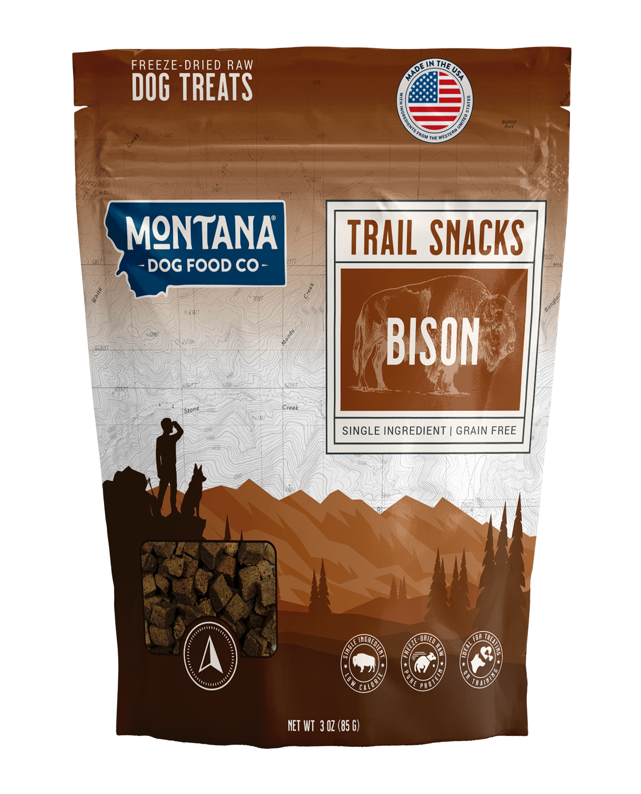 Montana Dog Food Co Bison Liver Freeze-Dried Raw Trail Snacks (Treats) for Dogs 3oz