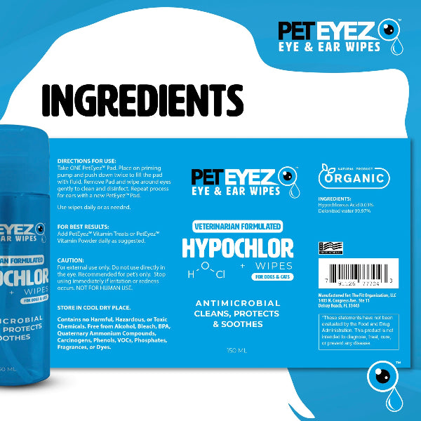 PET EYEZ™️Eye and Ear Wipes with Hypochor