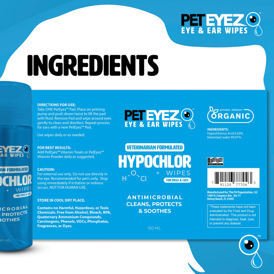 PET EYEZ™️ Eye and Ear Wipes with Hypochor