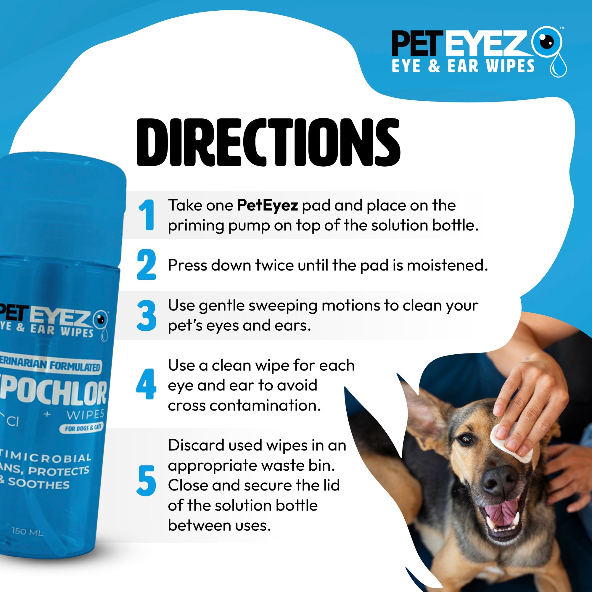 PET EYEZ™️ Eye and Ear Wipes with Hypochor