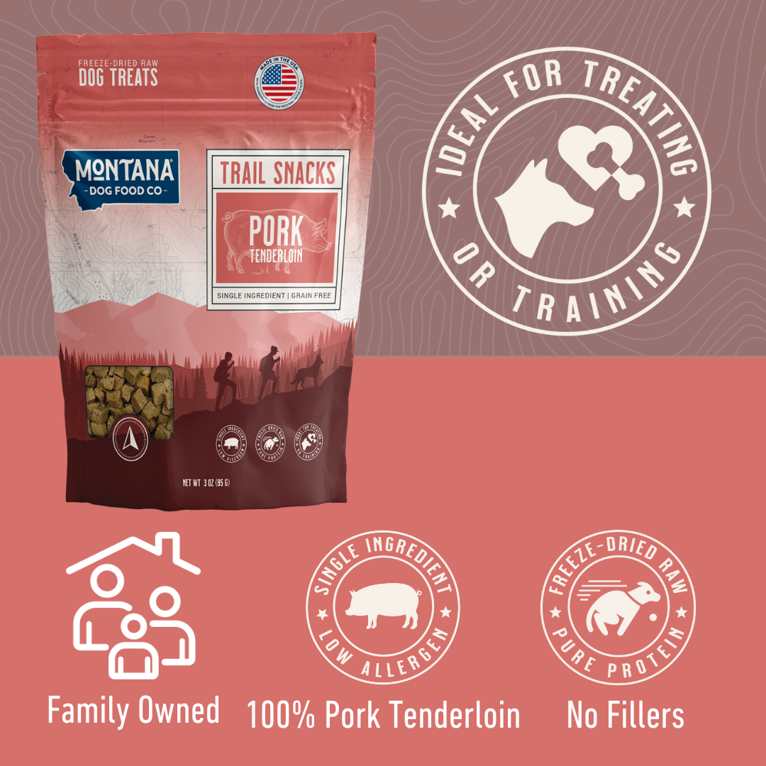 Montana Dog Food Co Pork Tenderloin Freeze-dried Raw Trail Snacks (Treats) for Dogs 3oz