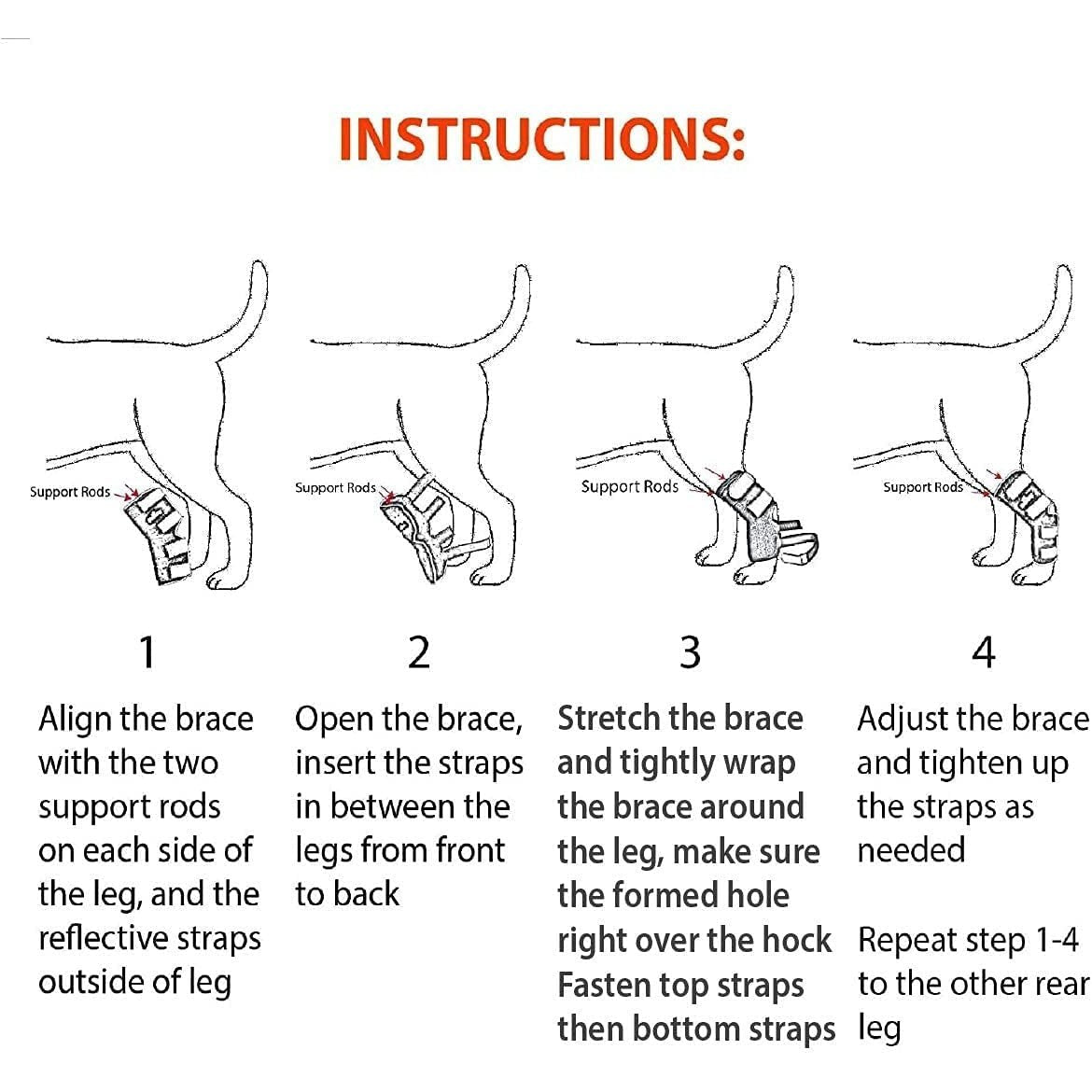 NeoAlly 3-in-1 Long Rear Leg Hock Brace - Rigid and Spring Inserts | S ...