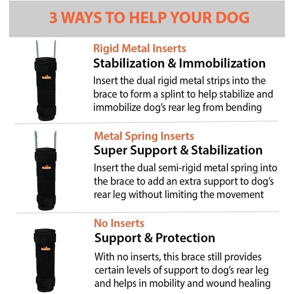 NeoAlly 3-in-1 Long Rear Leg Hock Brace - Rigid and Spring Inserts | S ...