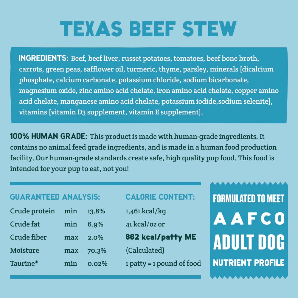 A Pup Above Texas Beef Stew Fresh Dog Food 1 lb