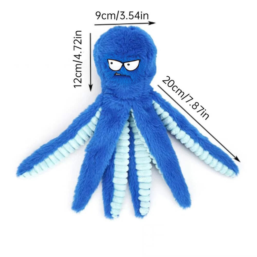 Interactive Plush Squeaky Toy for Dogs with Crinkle Tentacles