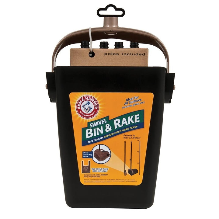 Arm & Hammer Swivel Bin & Rake Black