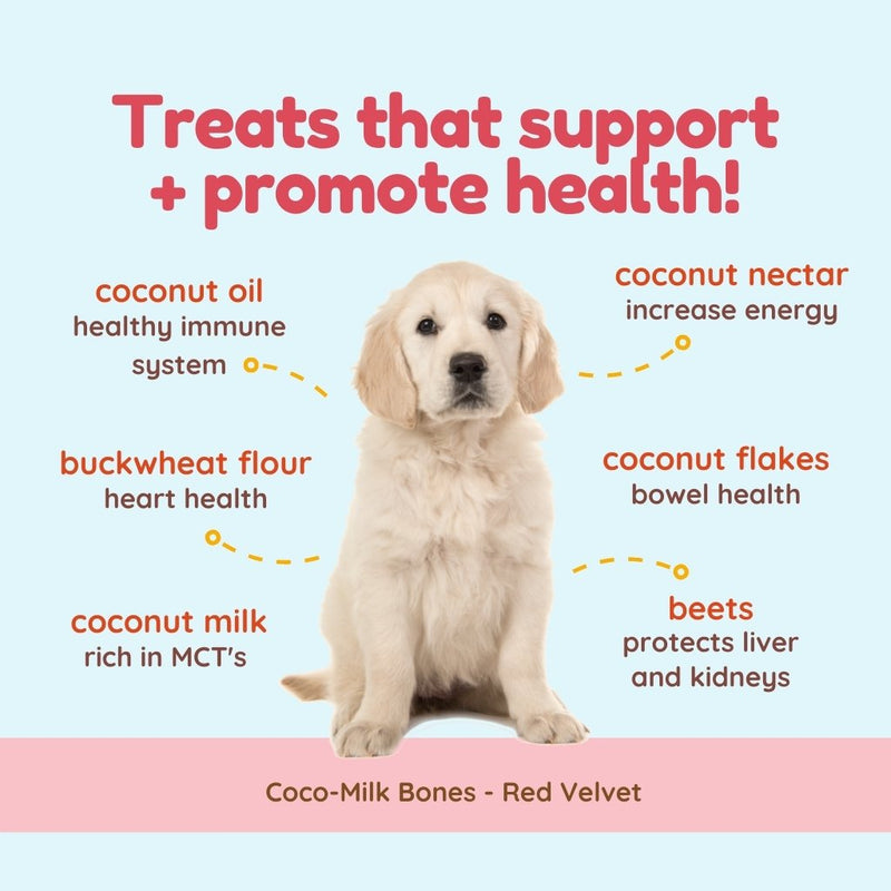 Coco-Milk Bones Red Velvet Biscuit - Organic Coconut Treats