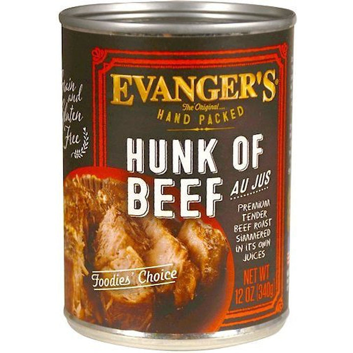 Evangers Hand Packed Hunk of Beef Can Dog Food 12ea/12oz