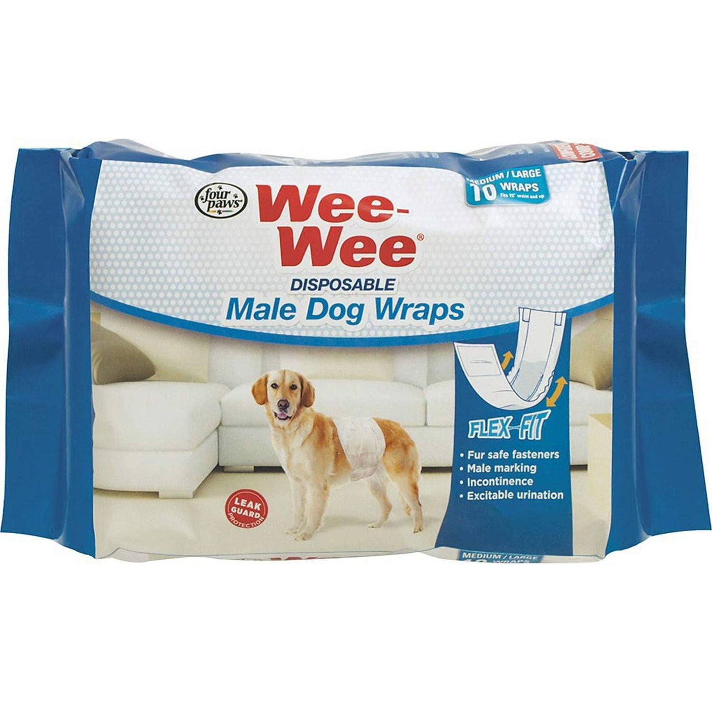 Four Paws Wee-Wee Disposable Male Dog Wraps 36Count