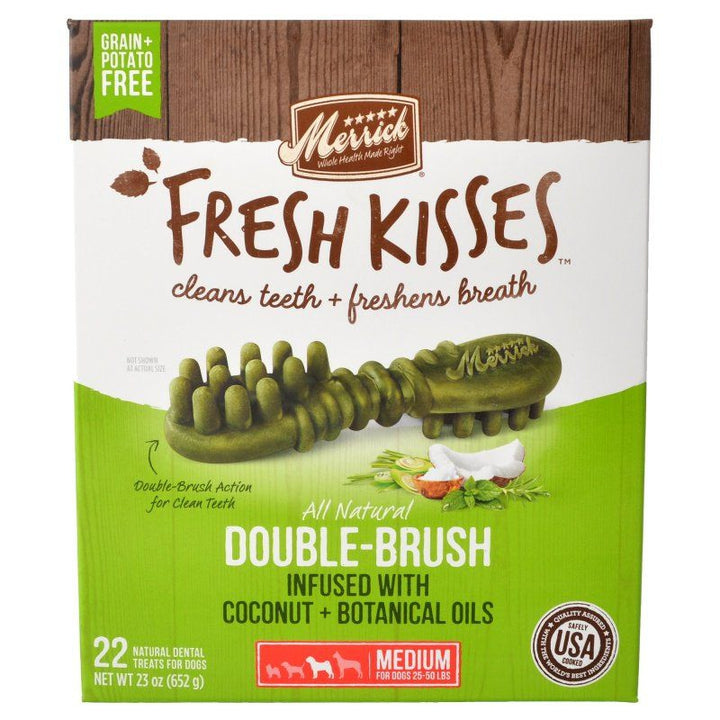 Merrick Fresh Kisses Coconut Oil Double-Brush Dental Treats - Medium