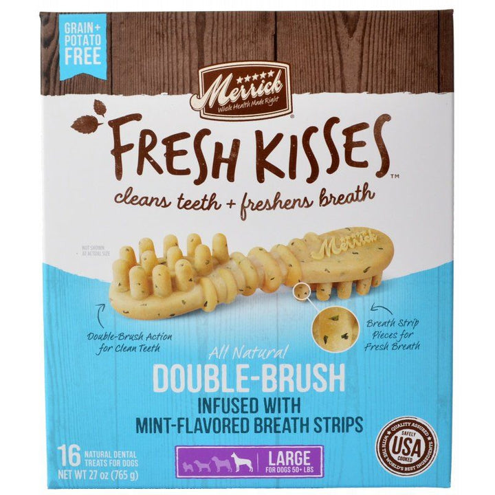 Merrick Fresh Kisses Mint Double-Brush Dental Treats - Large