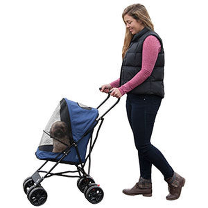 pet gear travel lite pet stroller Pet Gear Travel Lite Plus Stroller, Compact, Easy Fold, No Assembly Required, Large Wheels for Cats and Dogs up to 15 pounds, 3 Colors(Dark Sapphire)